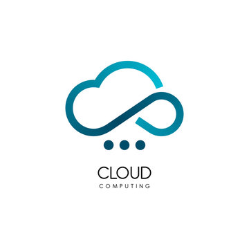 Cloud computing and storage vector logo. Technology design template