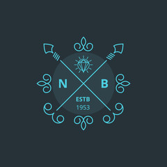 Simple and elegant monogram design template. Vector illustration.