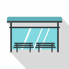 Bus stop icon. Flat illustration of bus stop vector icon for web