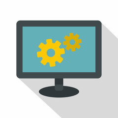 Monitor settings icon. Flat illustration of monitor settings vector icon for web