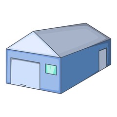 Blue warehouse building icon. Cartoon illustration of blue warehouse building vector icon for web