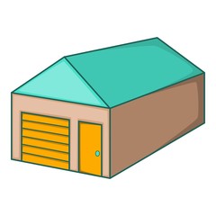 Warehouse with closed doors icon. Cartoon illustration of warehouse with closed doors vector icon for web