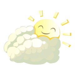 Sun behind cloud icon. Cartoon illustration of sun behind cloud vector icon for web design