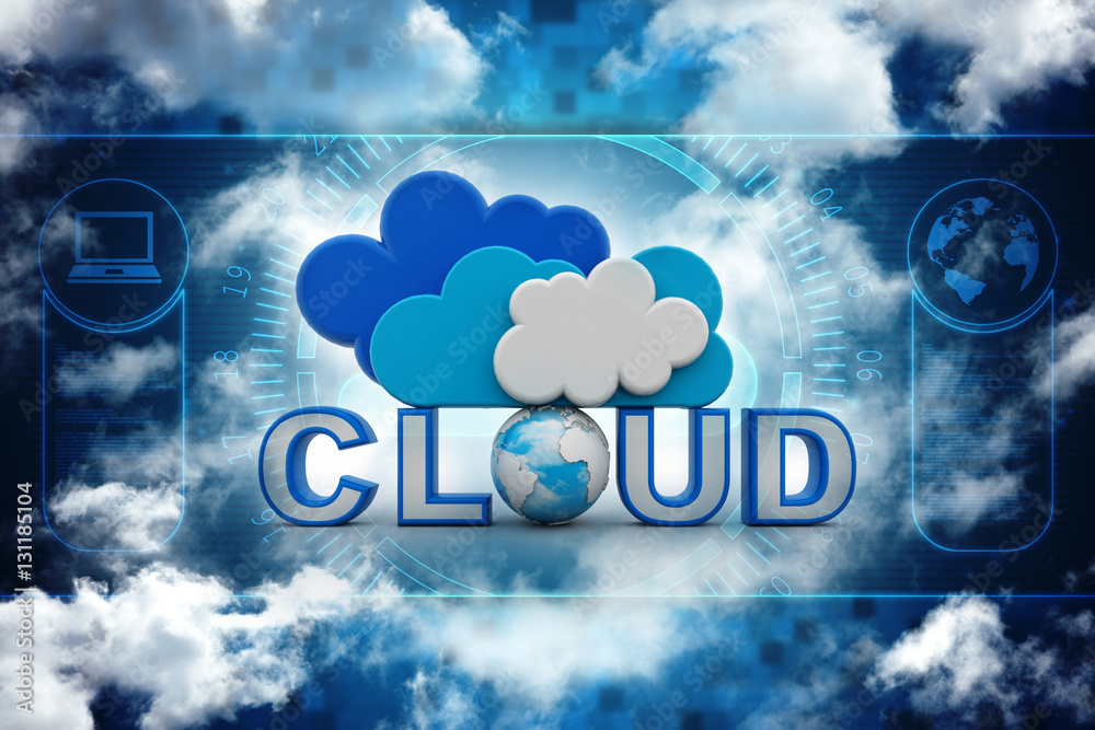 Poster 3d rendering technology cloud computing