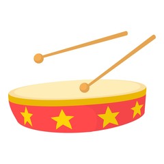 Drum icon. Cartoon illustration of drum vector icon for web design