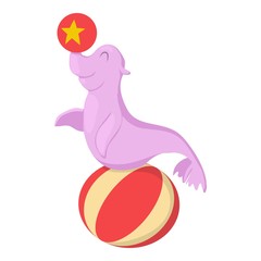 Seal with ball icon. Cartoon illustration of seal with ball vector icon for web design