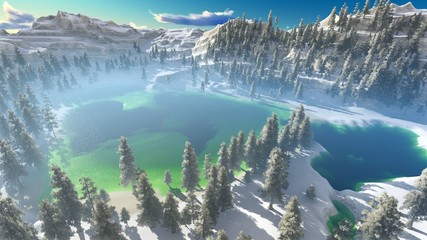 aerial view of a north american forest at fall 3d rendering