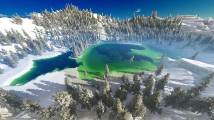 aerial view of a north american forest at fall 3d rendering