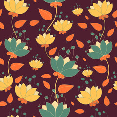 Botanical floral pattern with cute branches and leaves.