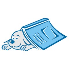 Dog Read Book Vector Illustration H3