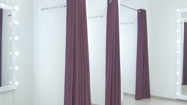 Light interior with big mirrors in dressing room