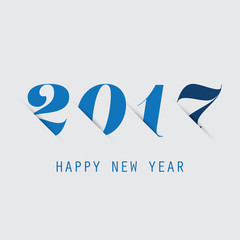 Simple Blue New Year Card, Cover or Background Design Template - 2017