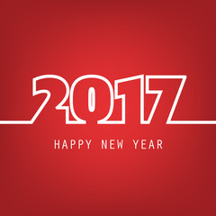 Simple White And Red New Year Card, Cover or Background Design Template - 2017