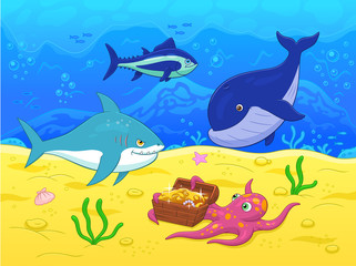 Fototapeta na wymiar Underwater life illustration