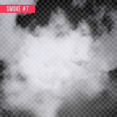 Vector smoke special effect on transparent. Fog isolated design background. Smoky effect.
