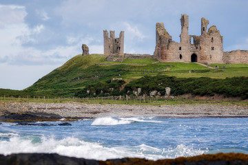 View of Dunstanburgh Castle at Craster Northumberland