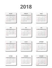 Vector calendar for 2018 year page posters