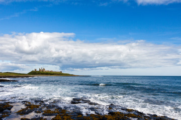 View of Dunstanburgh Castle at Craster Northumberland