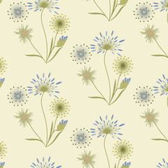 pattern medical grasses gentle beige blue on a light background art creative vector
