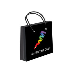 paper bag multicolored spiral pencil on an isolated white background advertising banner cosmetics stationery vector