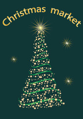 banner Christmas Market vector dark green background