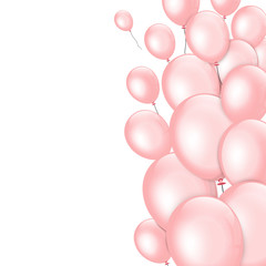 Pink balloons on white background