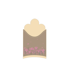 paper bag decorated with flowers gentle isolated on white background vector element for design use