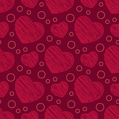 Seamless pattern with scribble hearts