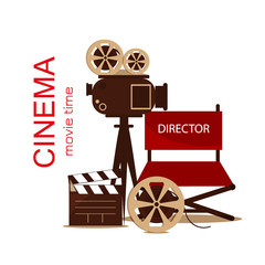 Fototapeta premium Grunge retro cinema poster. Vector illustration.