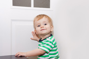 funny portrait of cheerful baby