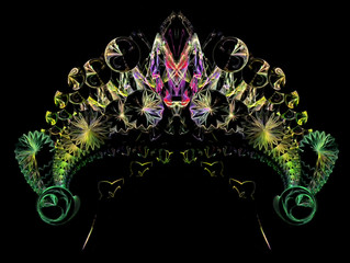 Diadem, jewel. Abstract multicolored fractal. 3D rendering.