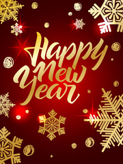 Happy New Year lettering. Hand written Happy New Year poster. Mo