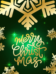 Merry Christmas lettering. Hand written Merry Christmas poster.