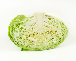 sliced and cut fresh green cabbage organic vegetable