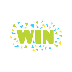 Win Congratulations Sticker With Confetti Design Template For Video Game Winning Finale