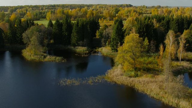 Colorful autumn landscape.Nature background. Lithuania Birzai