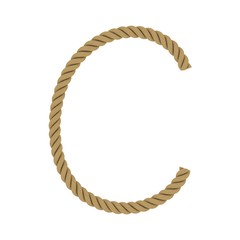 Letter C made from Rope Isolated on White 3D Illustration