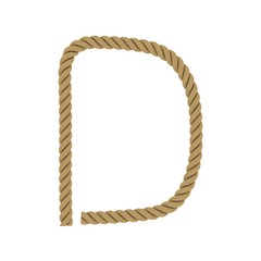 Letter D made from Rope Isolated on White 3D Illustration