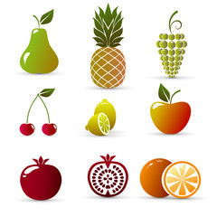 Fruits isolated on white background, vector