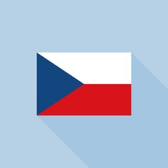Czech republic flag in official proportions, flat design with long shadow