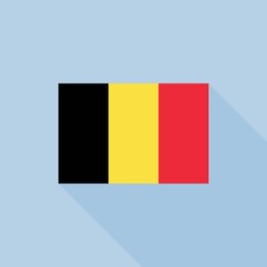 Belgium flag in official proportions, flat design with long shadow