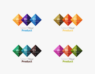 Set of abstract square interface menu navigation button