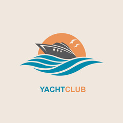 image of motorboat icon on waves