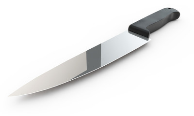A professional isolated kitchen knife on a white background. 3d