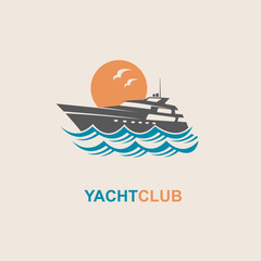 image of motorboat icon on waves