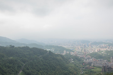 Ariel view from Cable car ( Maokong Gondola), Wenshan District of Taipei, Taiwan.