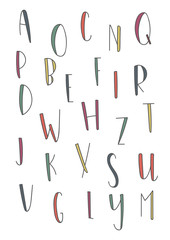 Vector hand drawn illustration. Alphabet. Doodling.