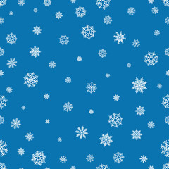 Seamless pattern with snowflakes and snow. Retro wallpaper decoration. Vector holiday ornament christmas illustration