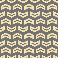 Geometric vector pattern with golden arrows. Geometric modern ornament. Seamless abstract background