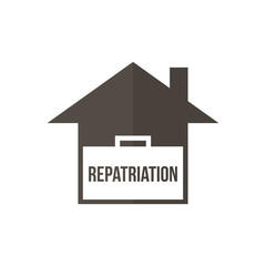 Repatriation flat design monochrome vector icon, logo, symbol isolated on white background.